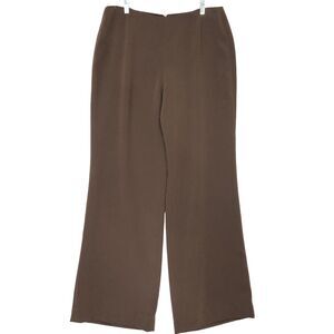 Yansi Fugel Womens Size 12 Brown Swiss Dot Wide Leg Pants Trousers Lightweight